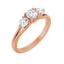 Sapphire Row Natural Round Diamond Hidden-Detail Three-Stone Engagement Ring - 14K Rose Gold, 3/4 ctw
