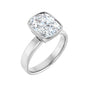 Sapphire Row Lab-Grown Elongated Cushion Diamond Bezel-Set Solitaire Engagement Ring - 14K White Gold, 3 3/8 ctw