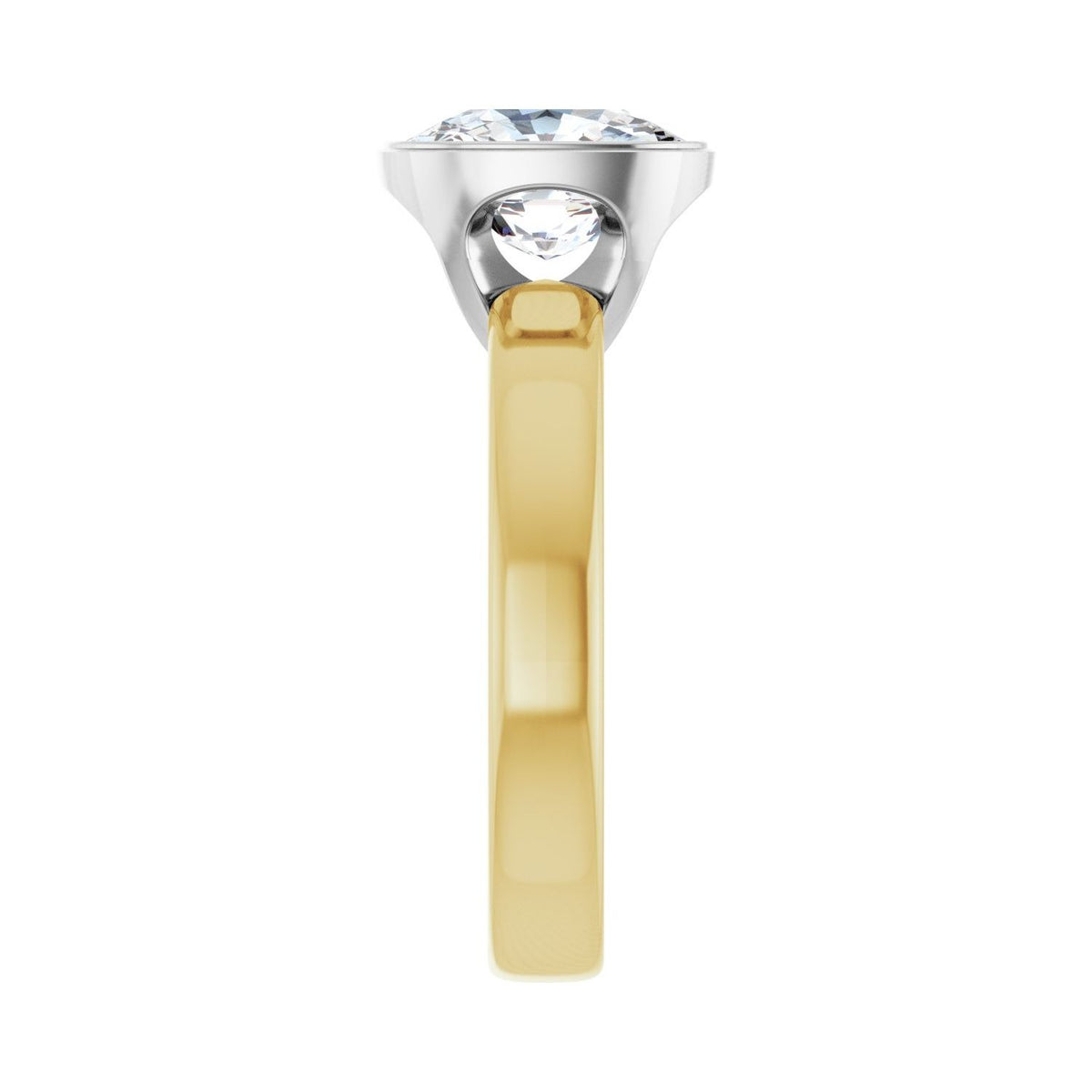 Sapphire Row Lab-Grown Elongated Cushion Diamond Bezel-Set Solitaire Engagement Ring - 14K Yellow & White Gold, 2 1/2 ctw (view 4)