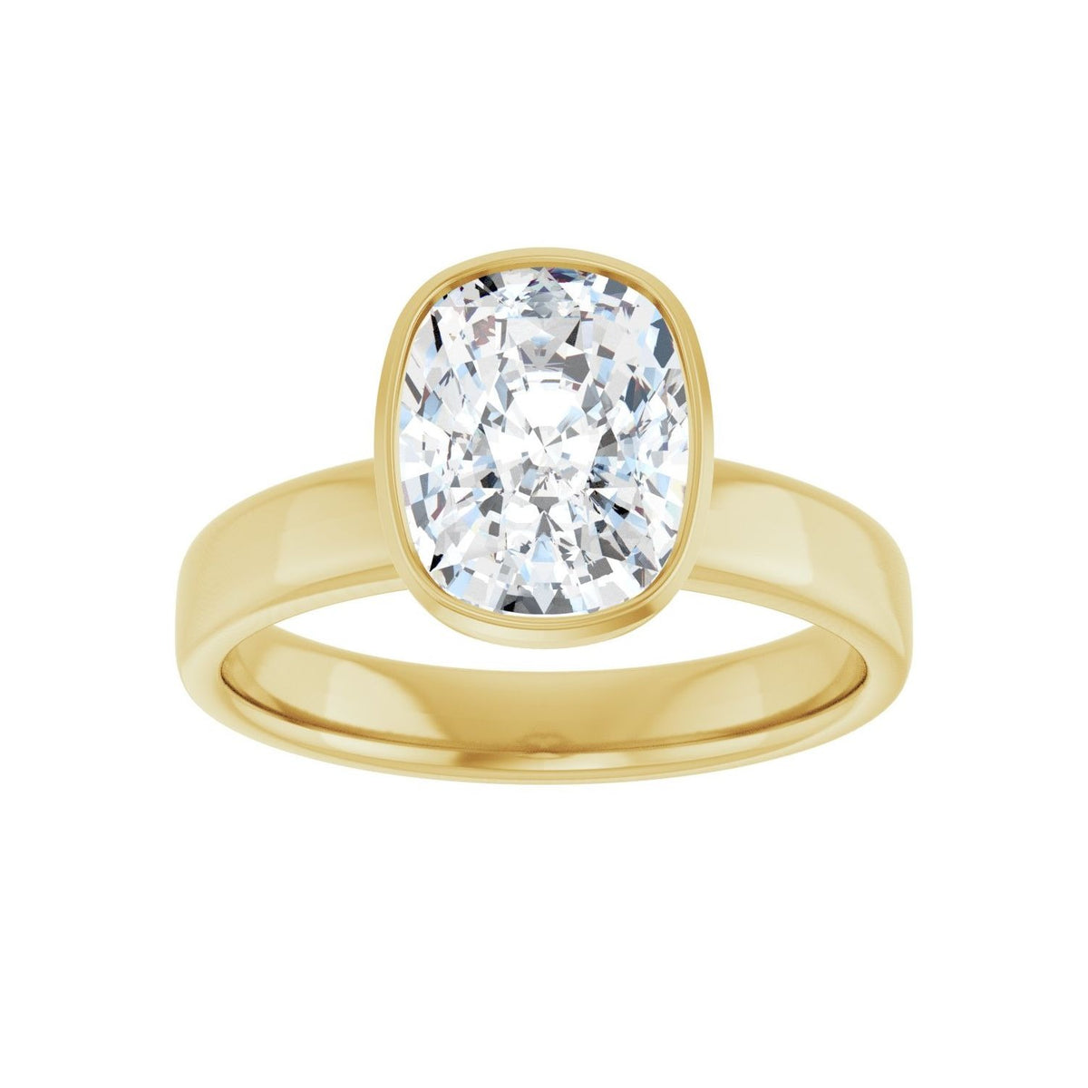 Sapphire Row Lab-Grown Elongated Cushion Diamond Bezel-Set Solitaire Engagement Ring - 14K Yellow Gold, 2 1/2 ctw (view 3)