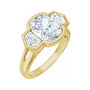 Sapphire Row Lab-Grown Elongated Cushion Diamond Bezel-Set Three-Stone Engagement Ring - 14K Yellow Gold