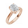 Sapphire Row Lab-Grown Elongated Cushion Diamond Claw-Prong Solitaire Bezel-Style Engagement Ring - 14K Rose Gold, 1 1/2 ctw