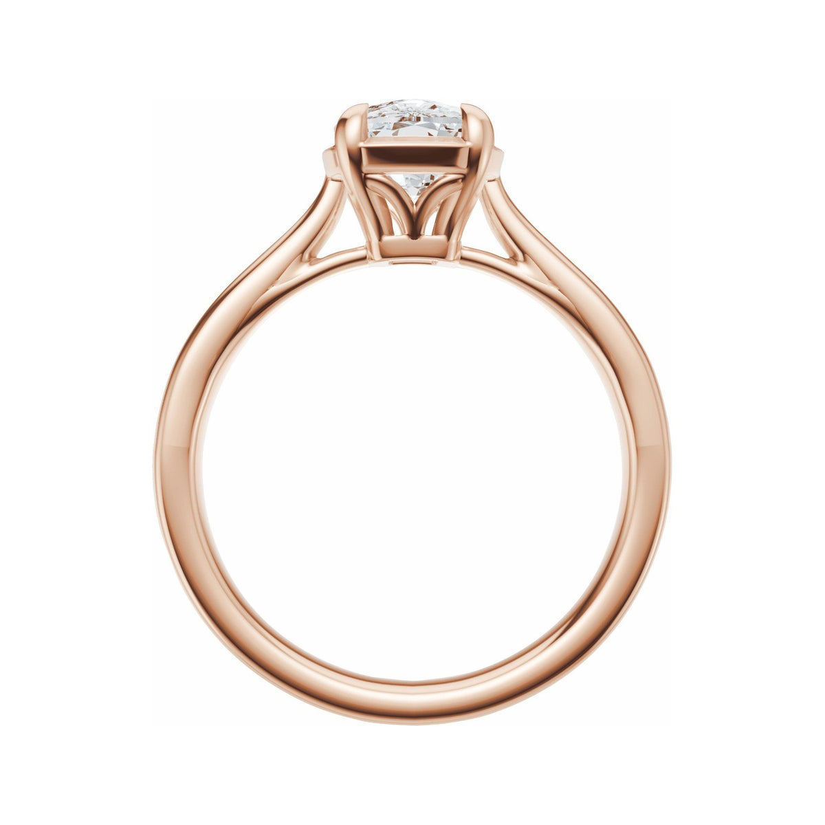 Sapphire Row Lab-Grown Elongated Cushion Diamond Claw-Prong Solitaire Bezel-Style Engagement Ring - 14K Rose Gold, 1 1/2 ctw (view 2)
