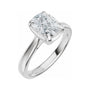 Sapphire Row Lab-Grown Elongated Cushion Diamond Claw-Prong Solitaire Bezel-Style Engagement Ring - 14K White Gold, 1 1/2 ctw