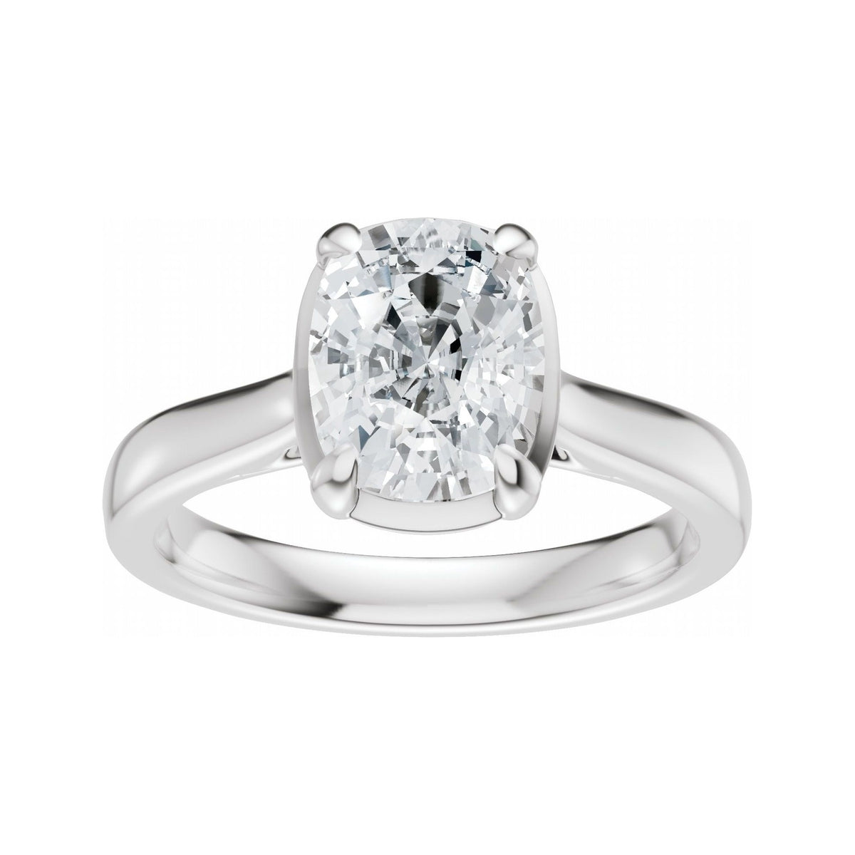 Sapphire Row Lab-Grown Elongated Cushion Diamond Claw-Prong Solitaire Bezel-Style Engagement Ring - 14K White Gold, 1 1/2 ctw (view 3)