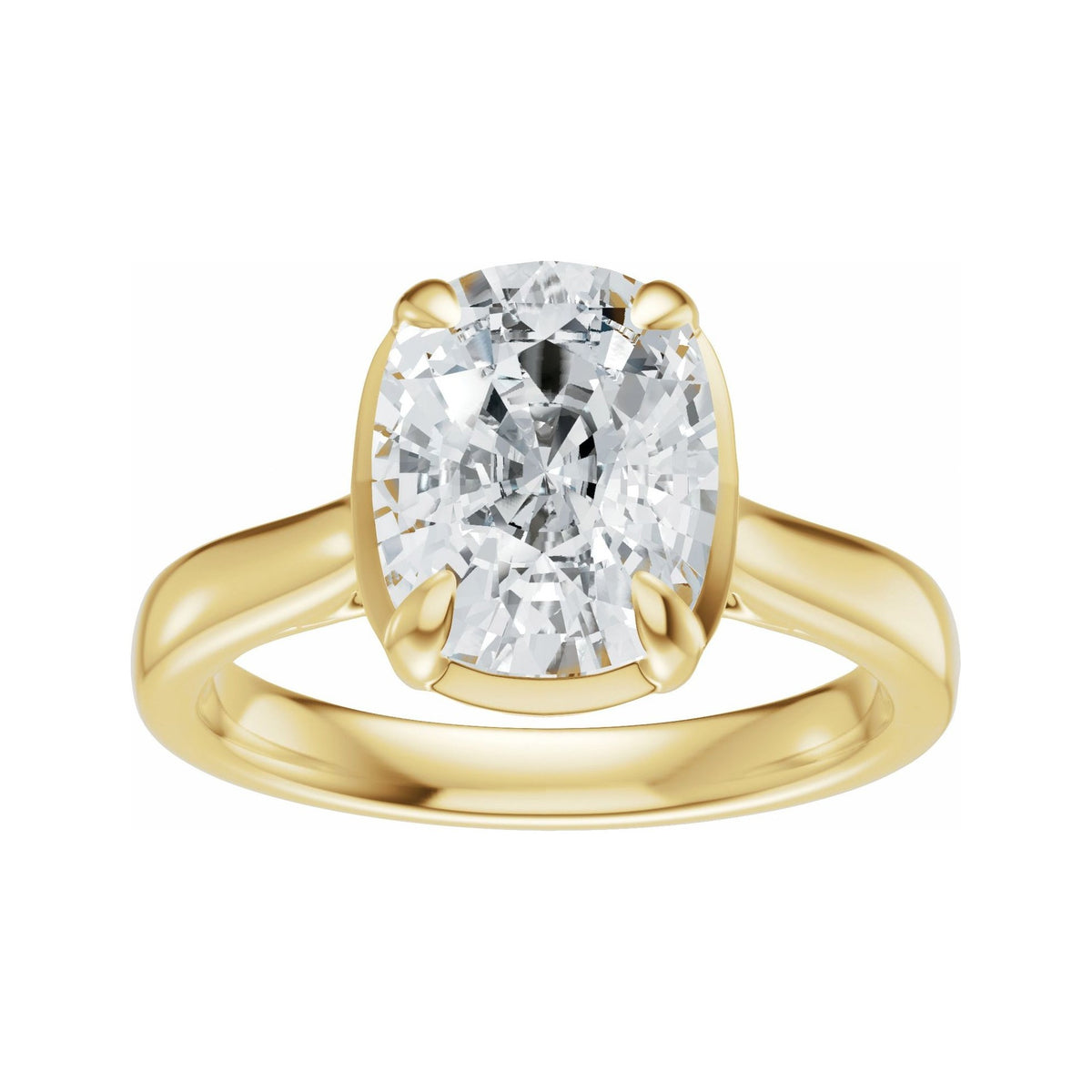 Sapphire Row Lab-Grown Elongated Cushion Diamond Claw-Prong Solitaire Bezel-Style Engagement Ring - 14K Yellow Gold (view 3)