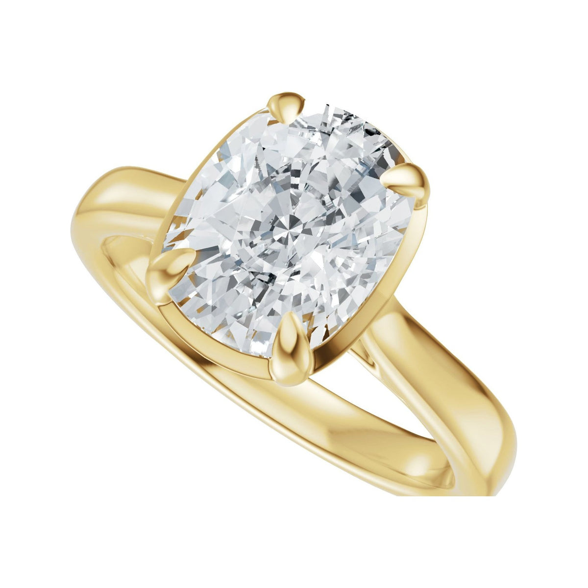 Sapphire Row Lab-Grown Elongated Cushion Diamond Claw-Prong Solitaire Bezel-Style Engagement Ring - 14K Yellow Gold (view 5)