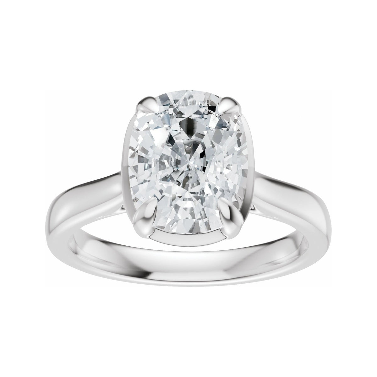 Sapphire Row Lab-Grown Elongated Cushion Diamond Claw-Prong Solitaire Bezel-Style Engagement Ring - 14K White Gold (view 3)