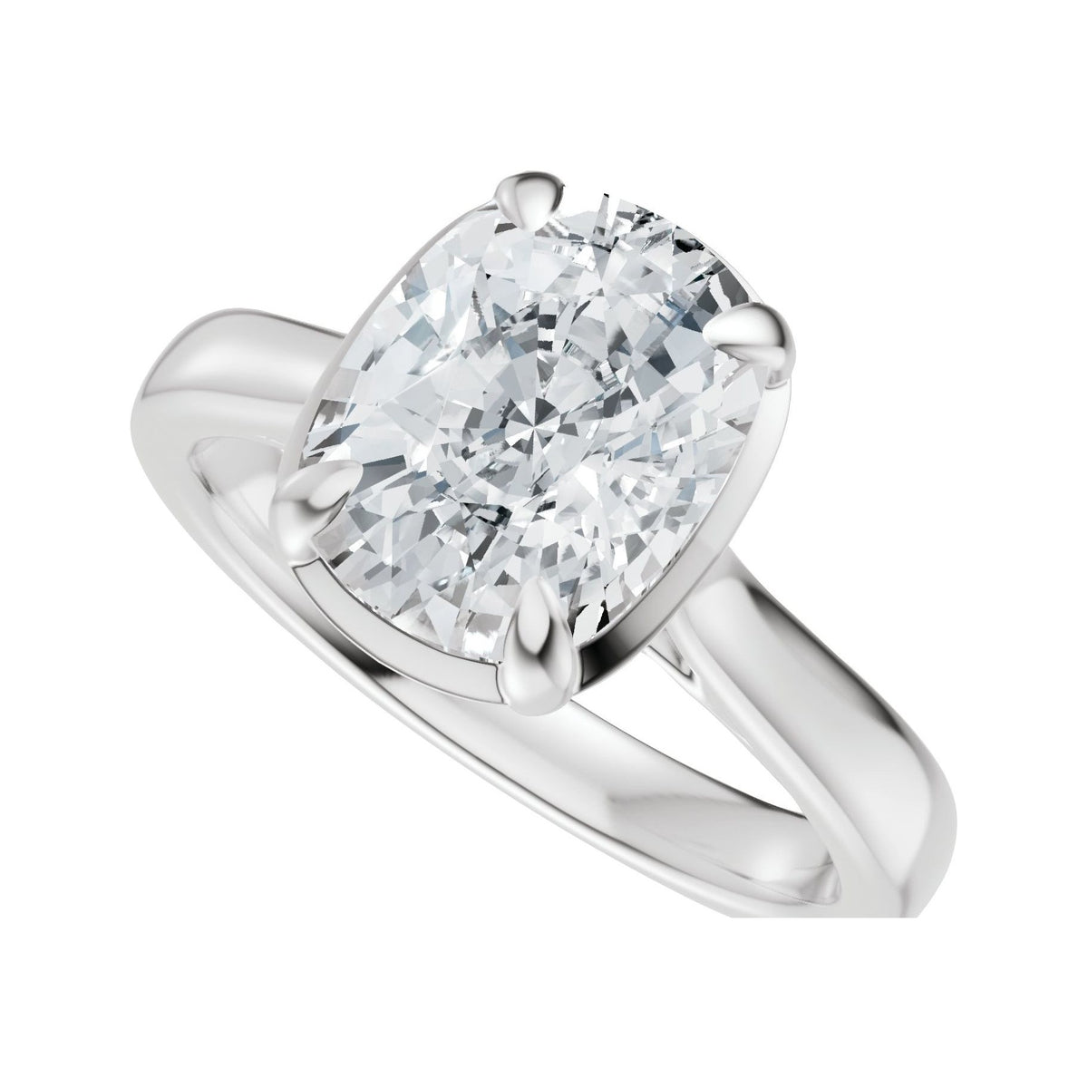 Sapphire Row Lab-Grown Elongated Cushion Diamond Claw-Prong Solitaire Bezel-Style Engagement Ring - 14K White Gold (view 5)