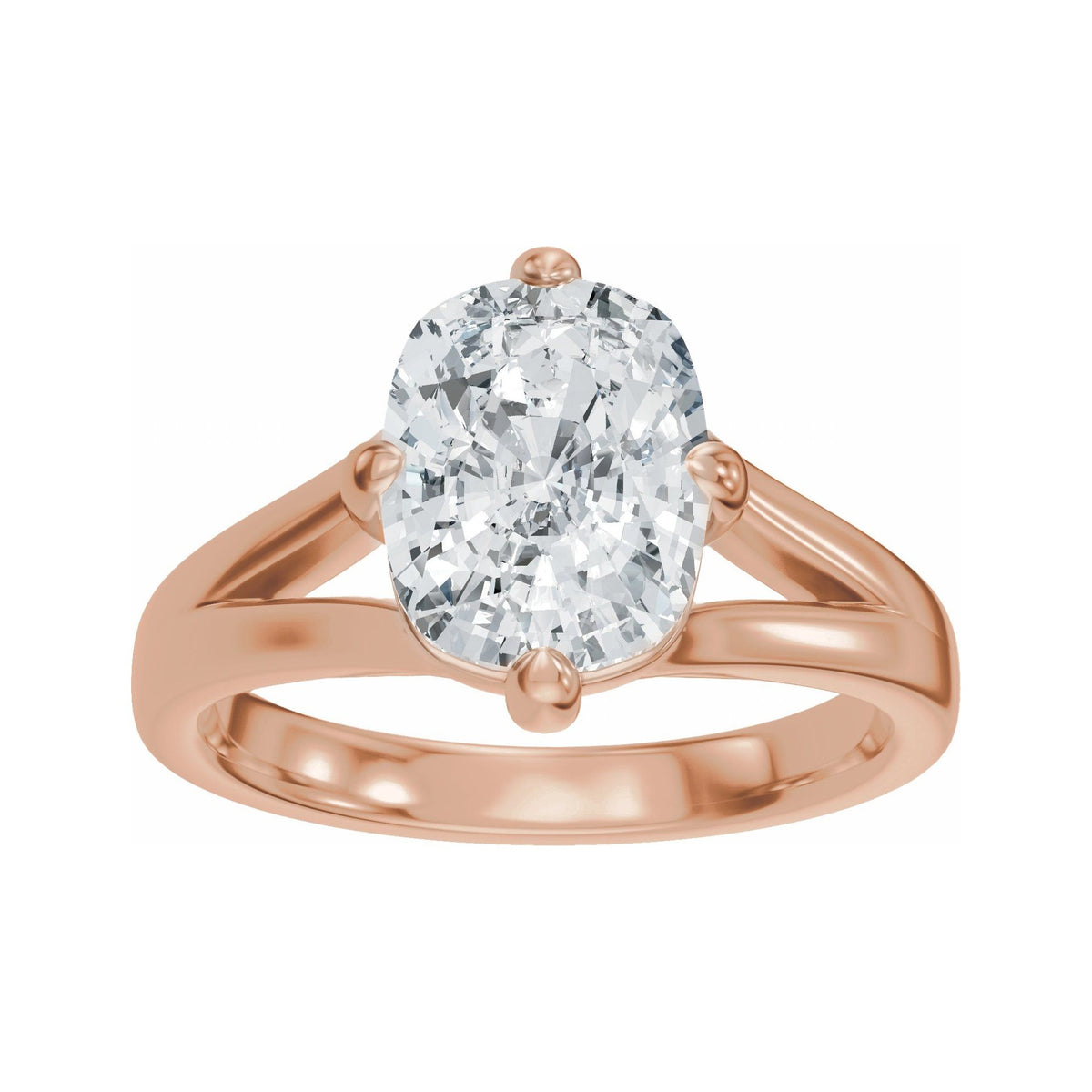 Sapphire Row Lab-Grown Elongated Cushion Diamond Claw-Prong Split Shank Solitaire Engagement Ring - 14K Rose Gold, 2 ctw (view 3)