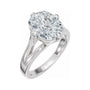 Sapphire Row Lab-Grown Elongated Cushion Diamond Claw-Prong Split Shank Solitaire Engagement Ring - 14K White Gold, 3 ctw