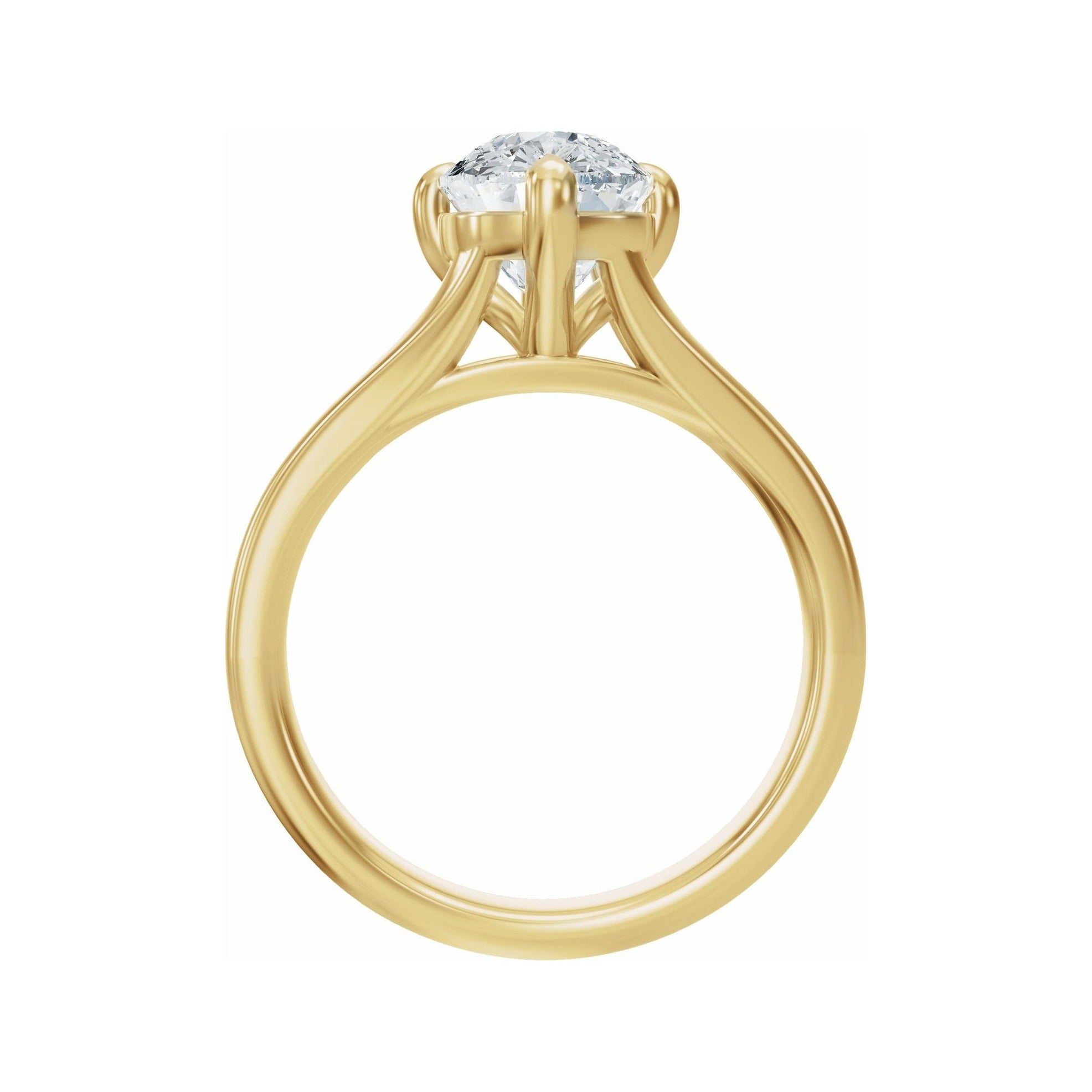 Sapphire Row Lab-Grown Elongated Cushion Diamond Claw-Prong Split Shank Solitaire Engagement Ring - 14K Yellow Gold, 2 ctw (view 2)