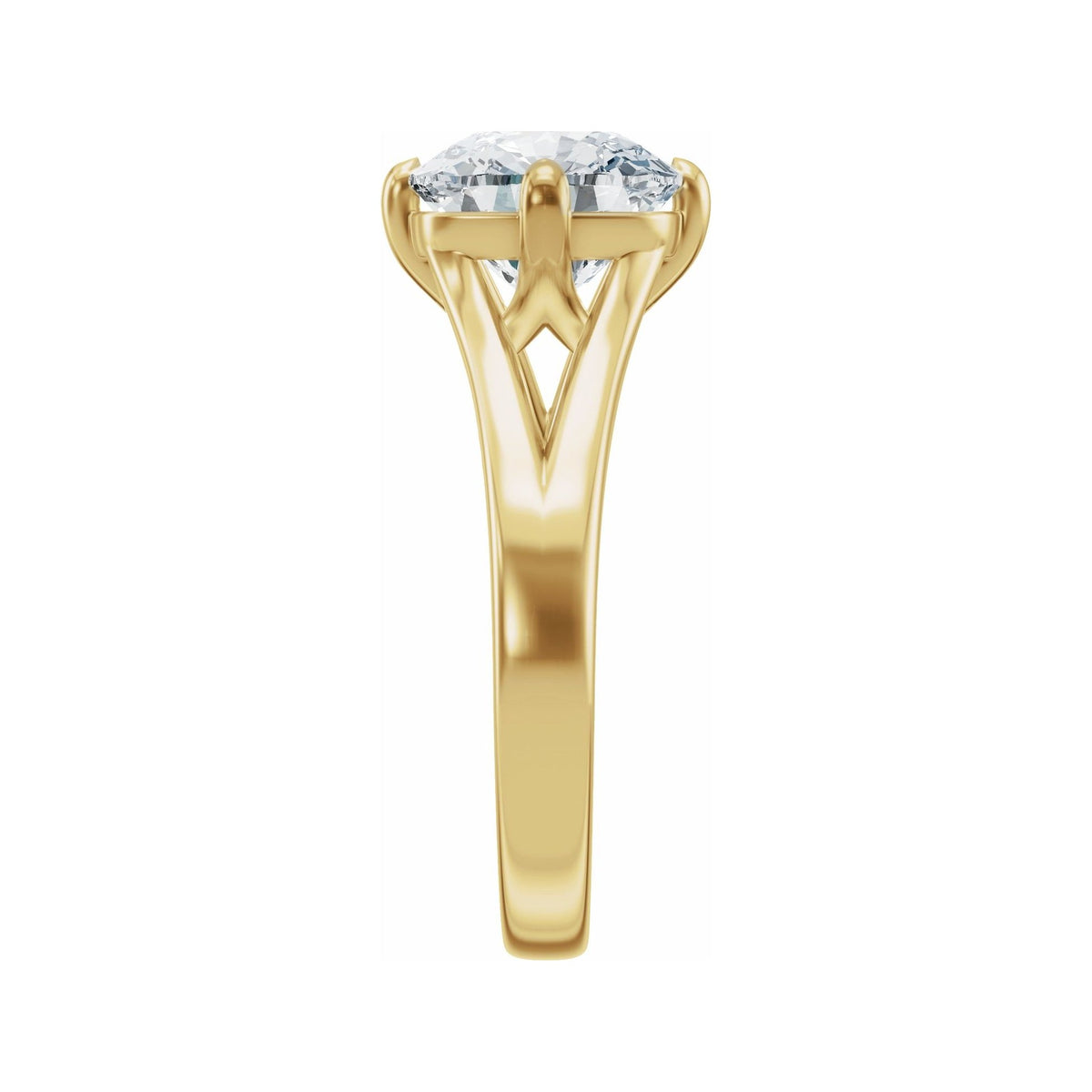 Sapphire Row Lab-Grown Elongated Cushion Diamond Claw-Prong Split Shank Solitaire Engagement Ring - 14K Yellow Gold, 2 ctw (view 4)