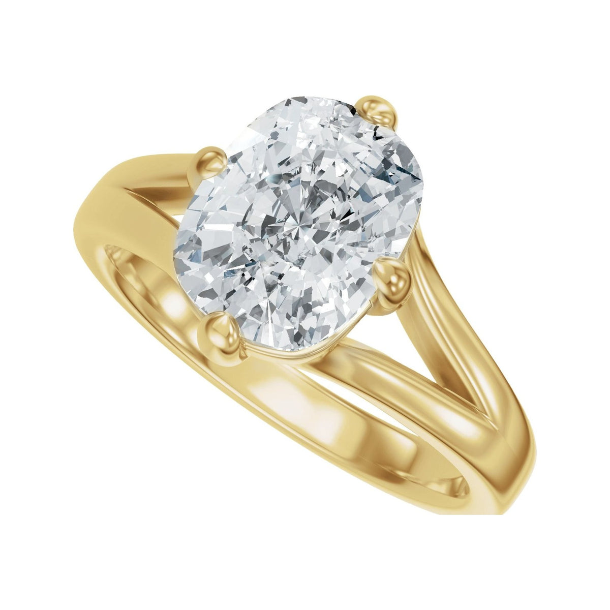 Sapphire Row Lab-Grown Elongated Cushion Diamond Claw-Prong Split Shank Solitaire Engagement Ring - 14K Yellow Gold, 2 ctw (view 5)