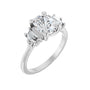 Sapphire Row Lab-Grown Elongated Cushion Diamond Claw-Prong Three-Stone Engagement Ring - 14K White Gold, 1 3/4 ctw