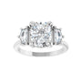 Sapphire Row Lab-Grown Elongated Cushion Diamond Claw-Prong Three-Stone Engagement Ring - 14K White Gold, 2 9/10 ctw (view 3)