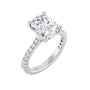 Sapphire Row Lab-Grown Elongated Cushion Diamond French-Set Accented Engagement Ring - 14K White Gold, 3 7/8 ctw