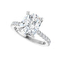 Sapphire Row Lab-Grown Elongated Cushion Diamond French-Set Accented Engagement Ring - 14K White Gold, 3 7/8 ctw (view 5)
