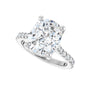 Sapphire Row Lab-Grown Elongated Cushion Diamond French-Set Accented Engagement Ring - 14K White Gold, 5 3/8 ctw (view 5)