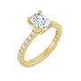Sapphire Row Lab-Grown Elongated Cushion Diamond French-Set Accented Engagement Ring - 14K Yellow Gold, 1 7/8 ctw