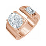 Sapphire Row Lab-Grown Elongated Cushion Diamond Two-Stone Engagement Ring - 14K Rose Gold, 2 1/2 ctw
