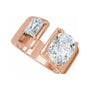 Sapphire Row Lab-Grown Elongated Cushion Diamond Two-Stone Engagement Ring - 14K Rose Gold, 2 1/2 ctw (view 5)
