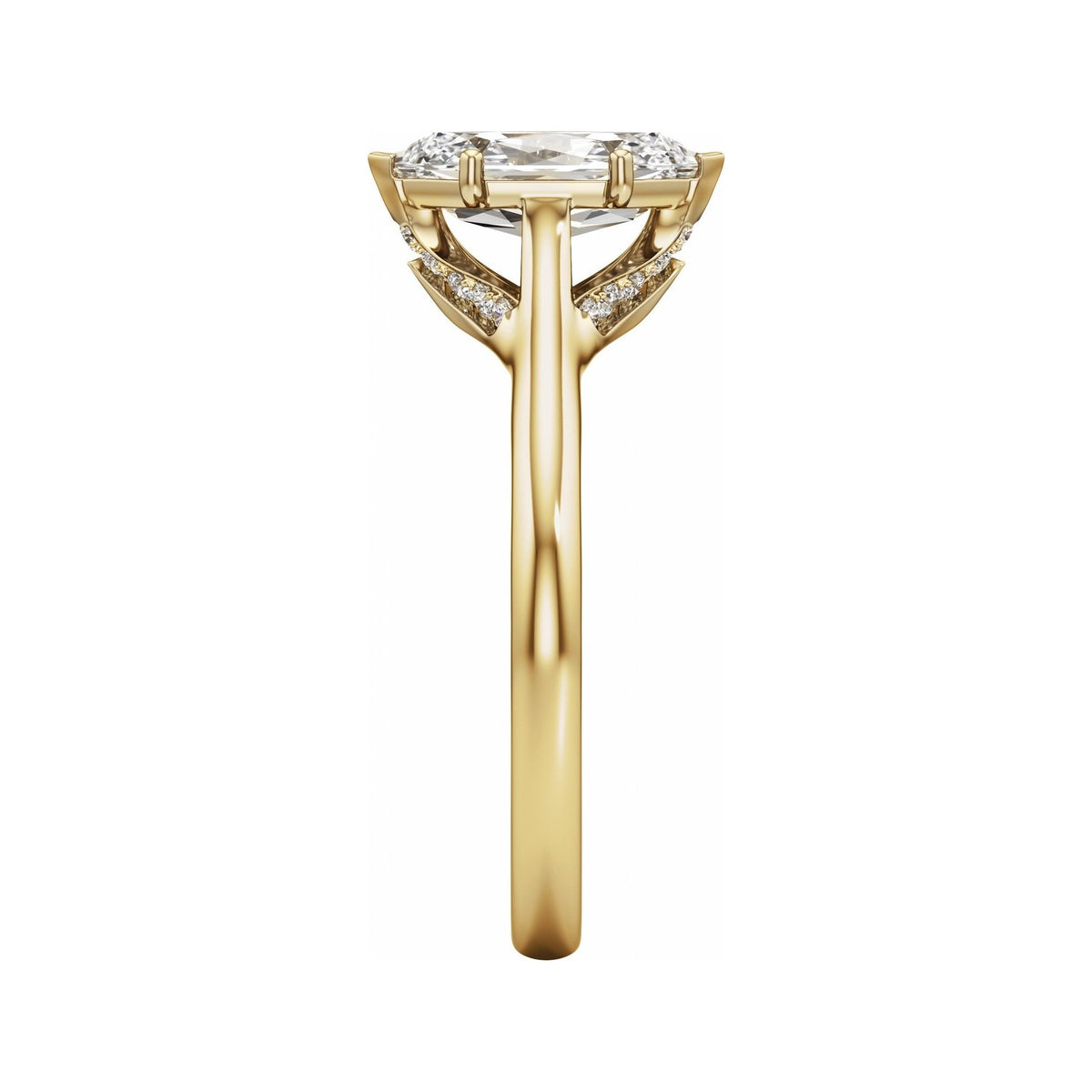 Sapphire Row Lab-Grown Elongated Hexagon Diamond Accented Engagement Ring - 14K Yellow Gold, 1 1/6 ctw (view 4)