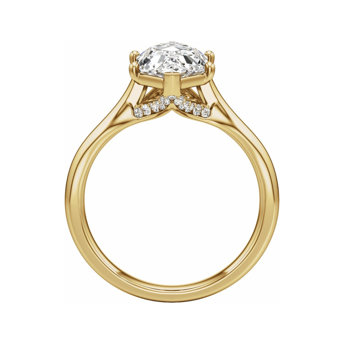 Sapphire Row Lab-Grown Elongated Hexagon Diamond Accented Engagement Ring - 14K Yellow Gold, 3 1/5 ctw (view 2)