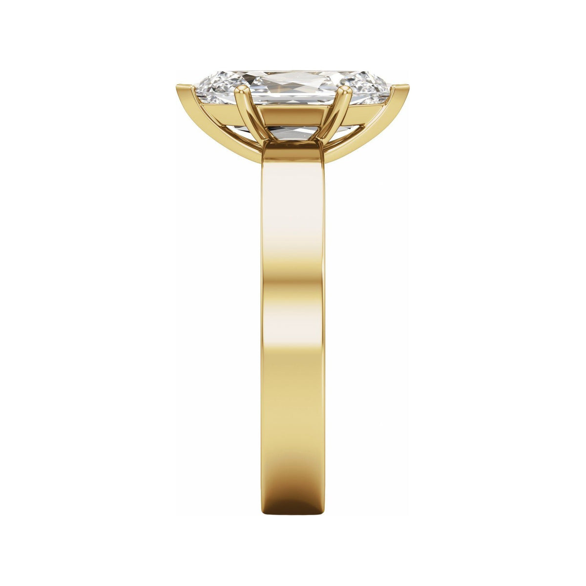 Sapphire Row Lab-Grown Elongated Hexagon Diamond Solitaire Engagement Ring - 14K Yellow Gold, 2 ctw (view 4)