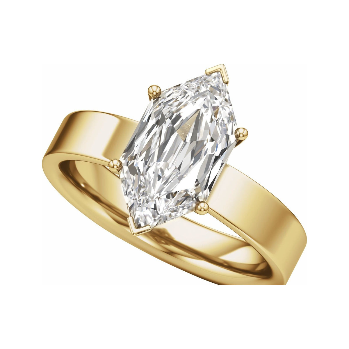 Sapphire Row Lab-Grown Elongated Hexagon Diamond Solitaire Engagement Ring - 14K Yellow Gold, 2 ctw (view 5)