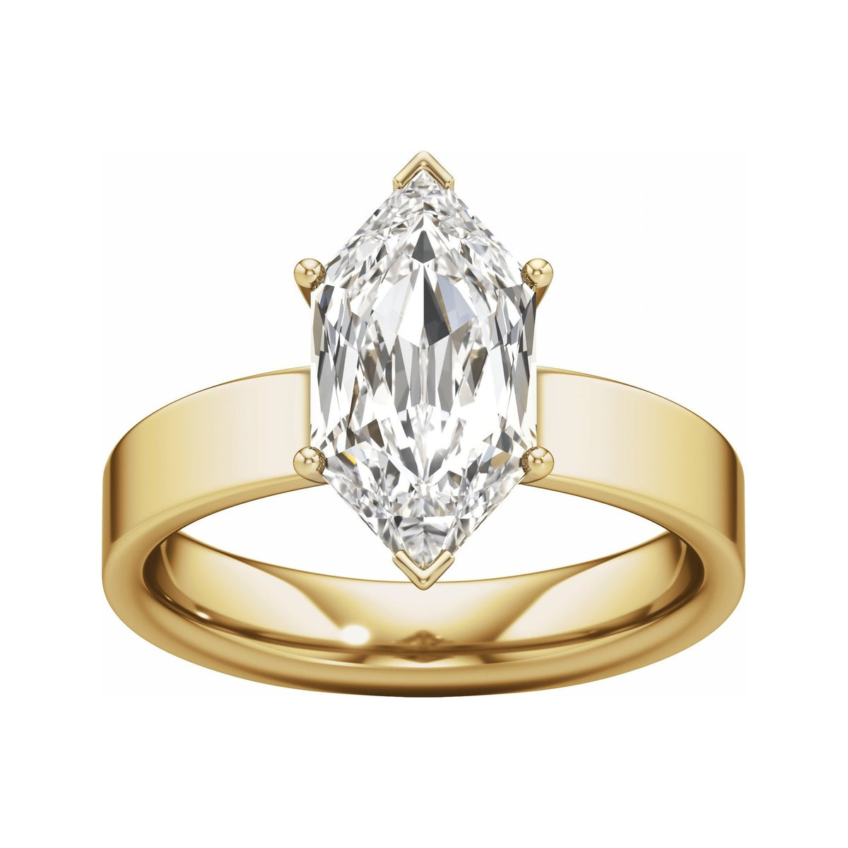 Sapphire Row Lab-Grown Elongated Hexagon Diamond Solitaire Engagement Ring - 14K Yellow Gold, 3 ctw (view 3)