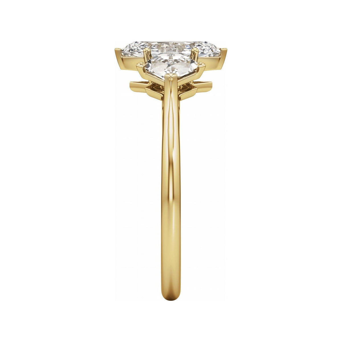 Sapphire Row Lab-Grown Elongated Hexagon Diamond Three-Stone Engagement Ring - 14K Yellow Gold, 1 3/4 ctw (view 4)