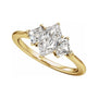 Sapphire Row Lab-Grown Elongated Hexagon Diamond Three-Stone Engagement Ring - 14K Yellow Gold, 1 3/4 ctw (view 5)