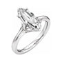 Sapphire Row Lab-Grown Elongated Oval Diamond Accented Engagement Ring - 14K White Gold, 2 1/6 ctw