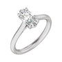 Sapphire Row Lab-Grown Elongated Oval Diamond Cathedral Claw-Prong Solitaire Engagement Ring - 14K White Gold, 1 ctw