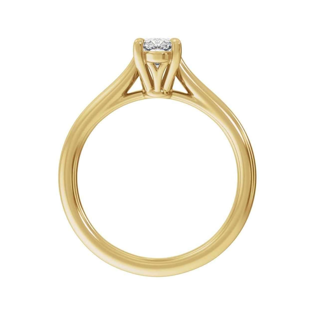 Sapphire Row Lab-Grown Elongated Oval Diamond Cathedral Claw-Prong Solitaire Engagement Ring - 14K Yellow Gold, 1 ctw (view 2)
