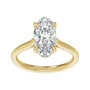 Sapphire Row Lab-Grown Elongated Oval Diamond Cathedral Claw-Prong Solitaire Engagement Ring - 14K Yellow Gold, 3 ctw (view 3)
