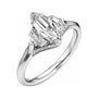Sapphire Row Lab-Grown Elongated Oval Diamond Hidden-Detail Three-Stone Engagement Ring - 14K White Gold, 1 1/2 ctw