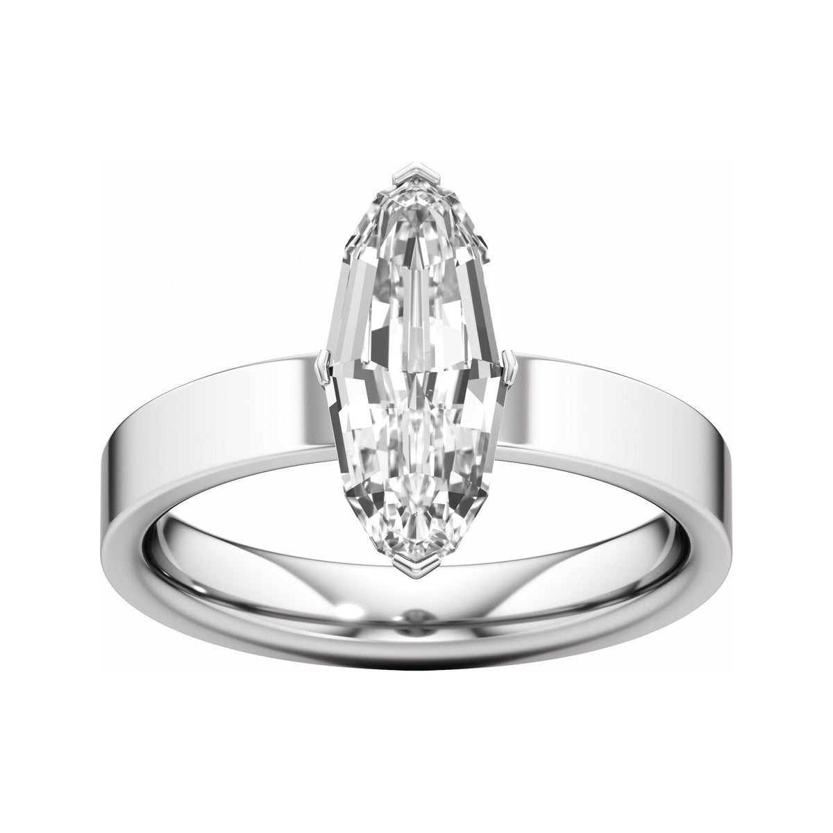 Sapphire Row Lab-Grown Elongated Oval Diamond Solitaire Engagement Ring - 14K White Gold, 2 ctw (view 3)