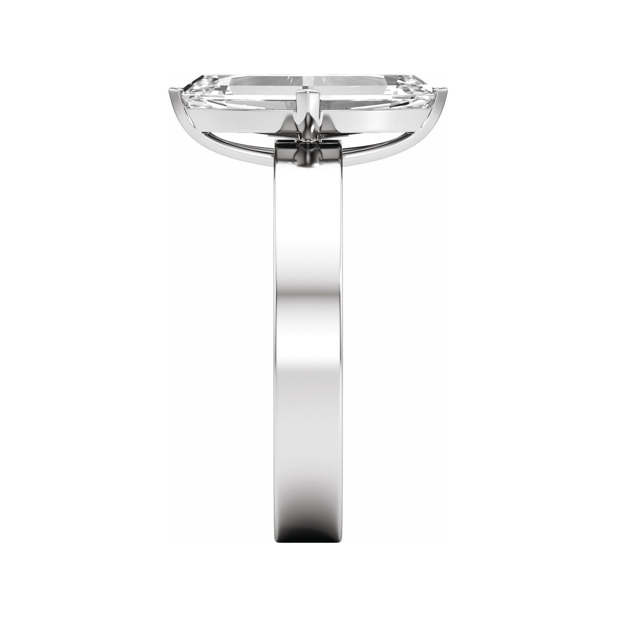 Sapphire Row Lab-Grown Elongated Oval Diamond Solitaire Engagement Ring - 14K White Gold, 2 ctw (view 4)