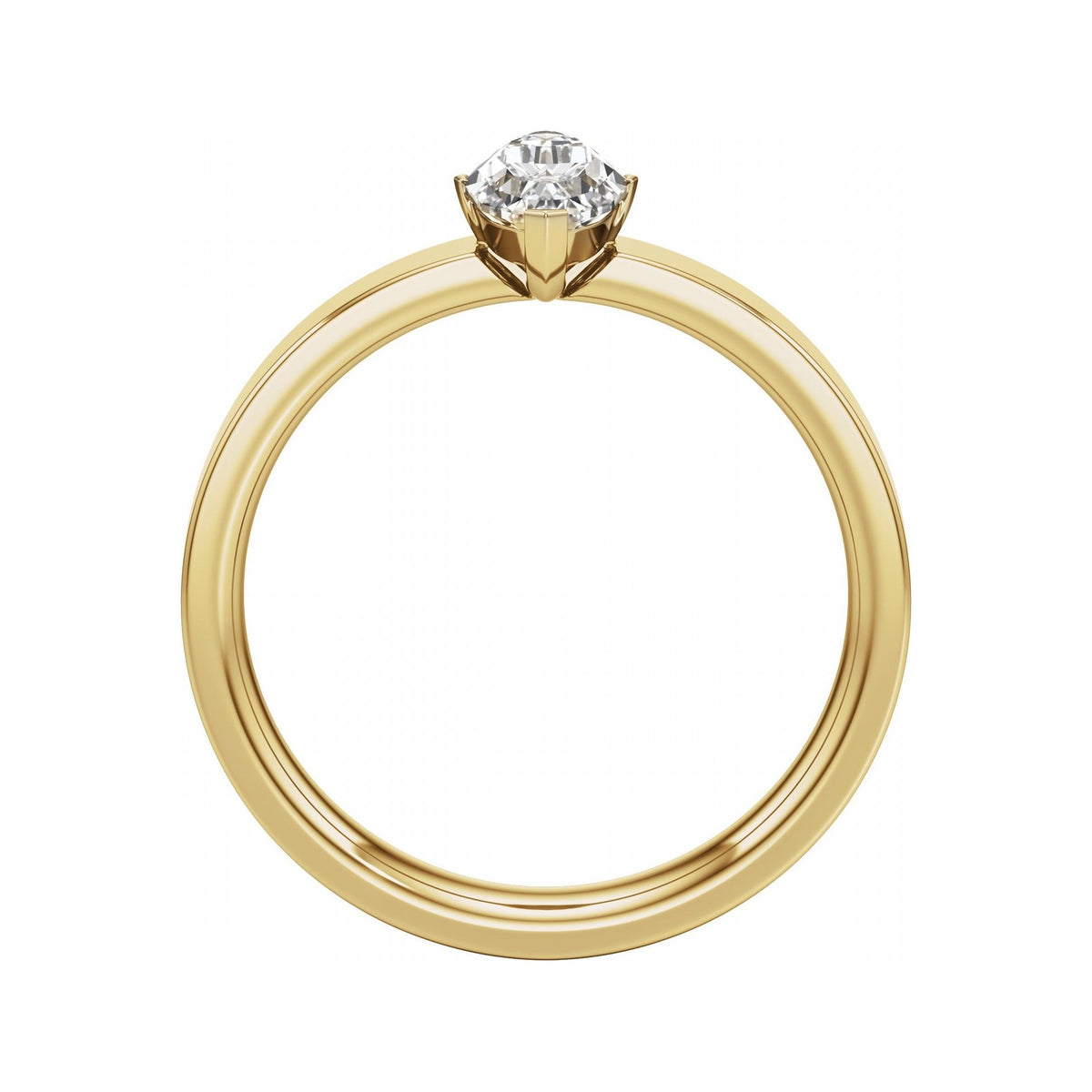 Sapphire Row Lab-Grown Elongated Oval Diamond Solitaire Engagement Ring - 14K Yellow Gold, 1 ctw (view 2)