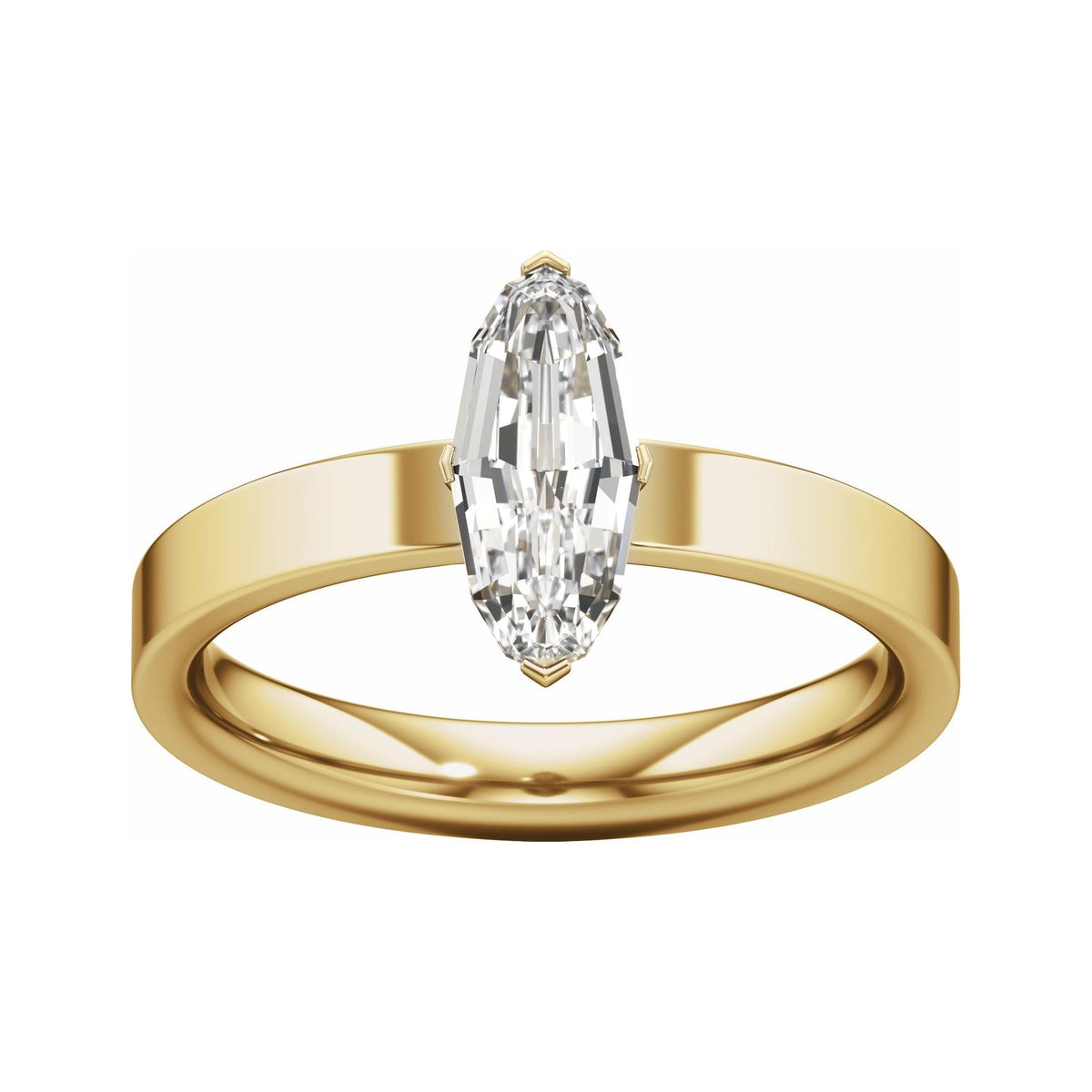 Sapphire Row Lab-Grown Elongated Oval Diamond Solitaire Engagement Ring - 14K Yellow Gold, 1 ctw (view 3)