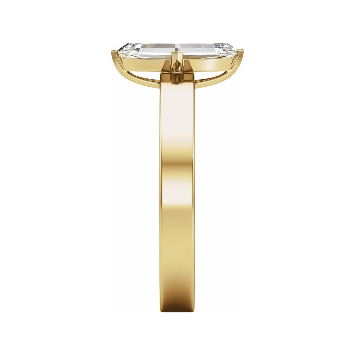 Sapphire Row Lab-Grown Elongated Oval Diamond Solitaire Engagement Ring - 14K Yellow Gold, 1 ctw (view 4)