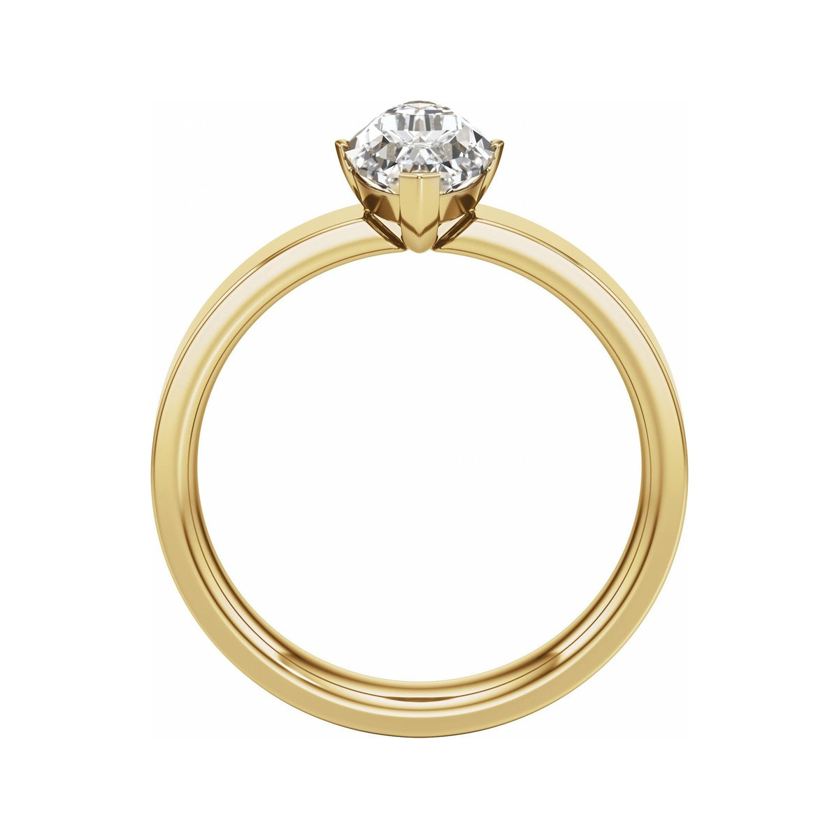 Sapphire Row Lab-Grown Elongated Oval Diamond Solitaire Engagement Ring - 14K Yellow Gold, 2 ctw (view 2)