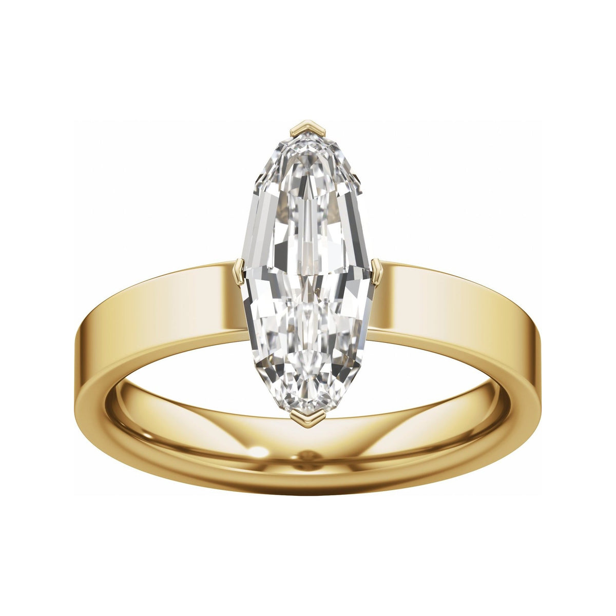 Sapphire Row Lab-Grown Elongated Oval Diamond Solitaire Engagement Ring - 14K Yellow Gold, 2 ctw (view 3)
