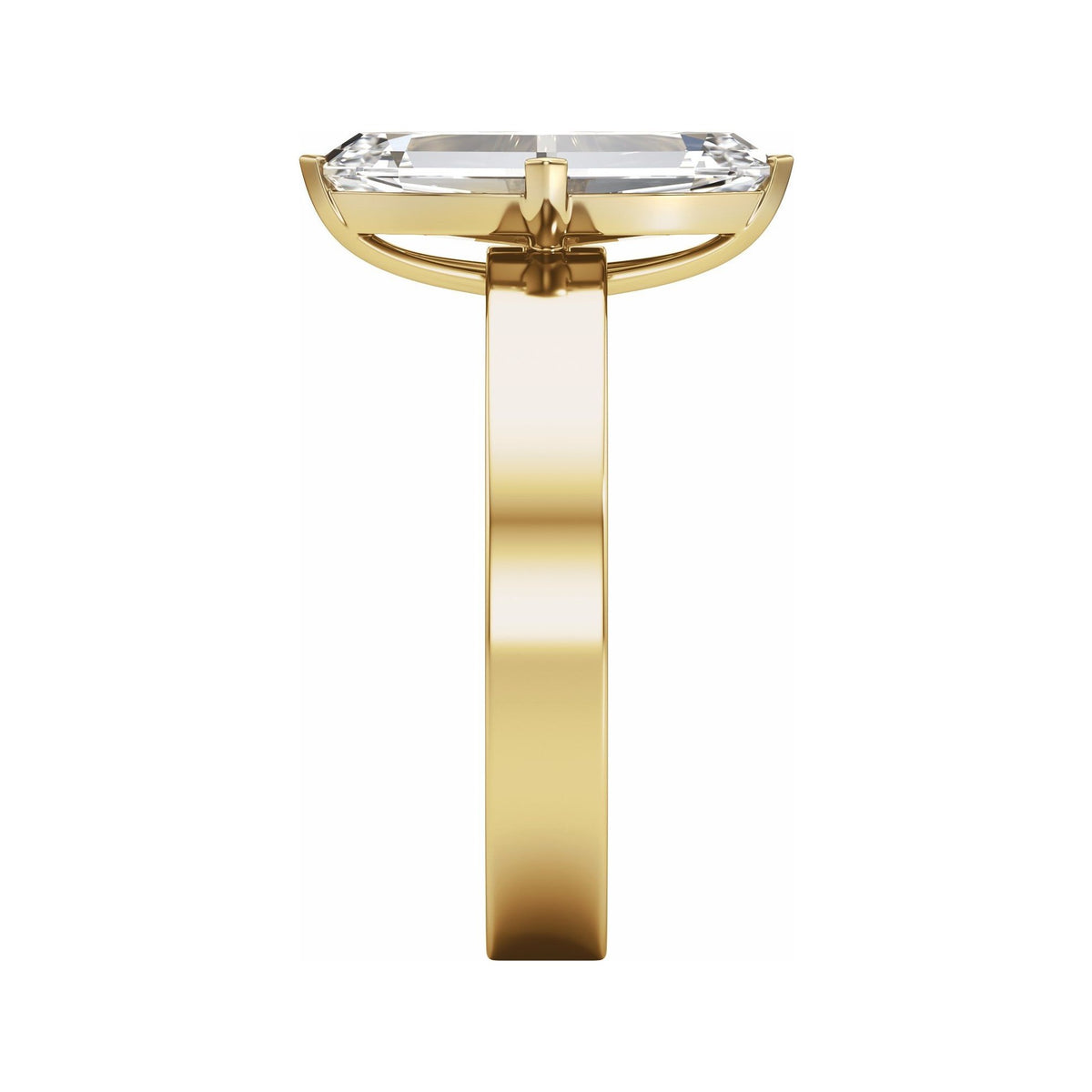 Sapphire Row Lab-Grown Elongated Oval Diamond Solitaire Engagement Ring - 14K Yellow Gold, 2 ctw (view 4)