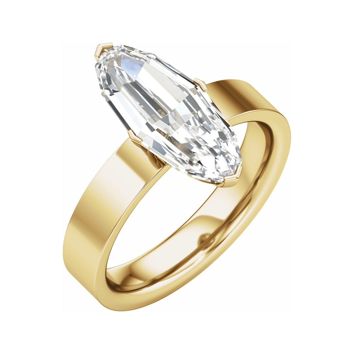 Sapphire Row Lab-Grown Elongated Oval Diamond Solitaire Engagement Ring - 14K Yellow Gold, 3 ctw