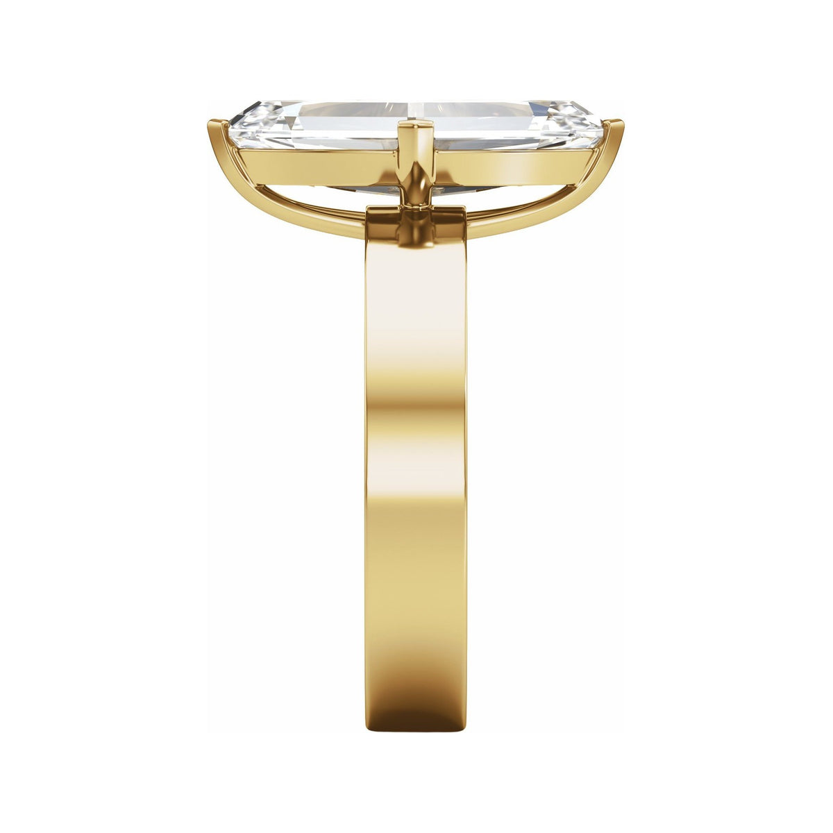 Sapphire Row Lab-Grown Elongated Oval Diamond Solitaire Engagement Ring - 14K Yellow Gold, 3 ctw (view 4)