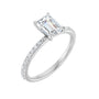 Sapphire Row Lab-Grown Emerald-Cut Diamond Accented Engagement Ring - 14K White Gold, 1 3/8 ctw