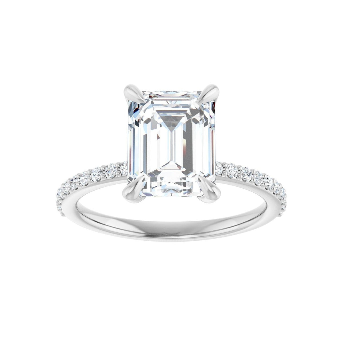 Sapphire Row Lab-Grown Emerald-Cut Diamond Accented Engagement Ring - 14K White Gold, 2 3/4 ctw (view 3)